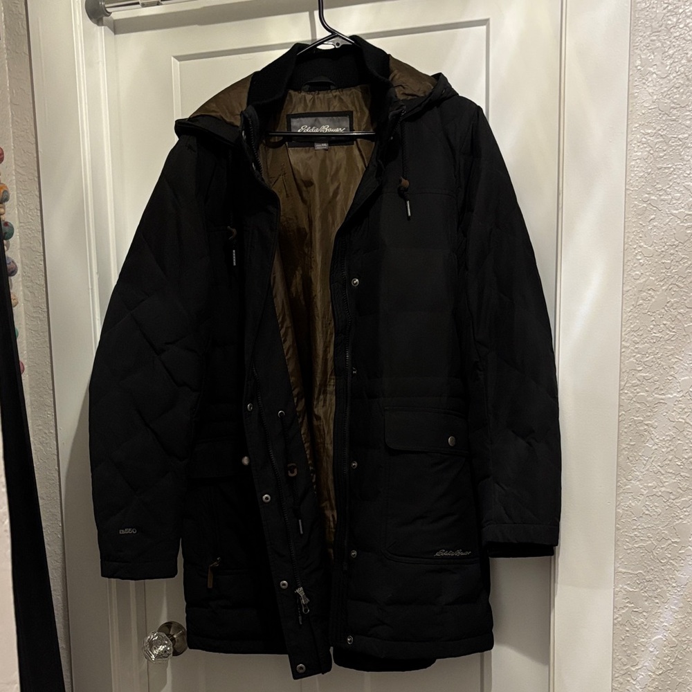 Eddie Bauer Black Long Puffer Coat